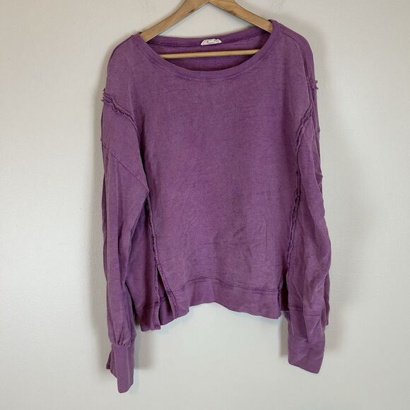 easel Tops - Easel Acid Wash Sweatshirt L Large Purple Pullover Oversized Loose